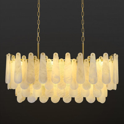  Lustre rectangulaire, lustre linéaire de 76 pièces pour plafond haut, lustres de luxe modernes en laiton à 4 niveaux pour salle à manger, îlot de cuisine (ampoules incluses)