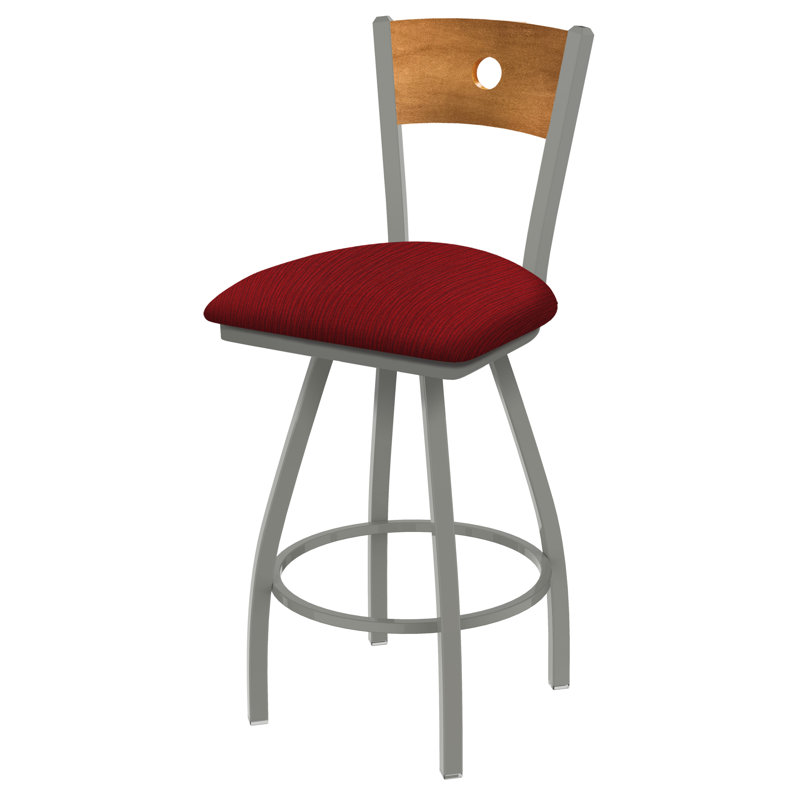 Tabouret pivotant Voltaire, 25, Siège Graph Ruby / dossier moyen érable, Nickel anodisé