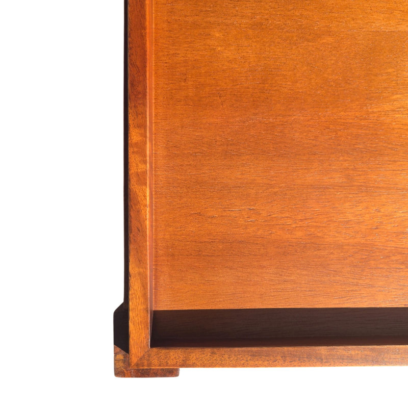 Table basse élégante 48 po avec rebord festonné et rangement à deux niveaux, Châtaigne