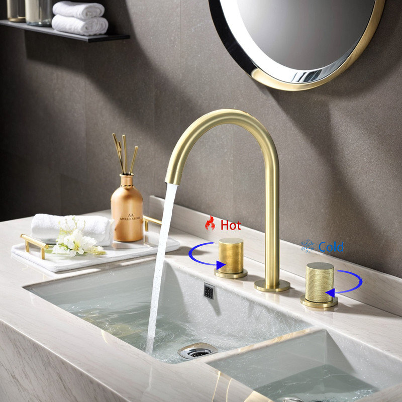 2-handle Bathroom Faucet, Brushed Gold