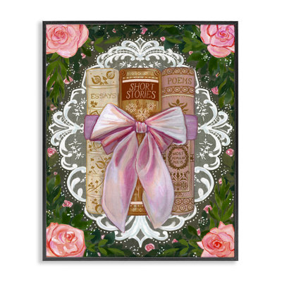 Livres romantiques avec giclée encadrée de dentelle, design par Glad You Here Co.