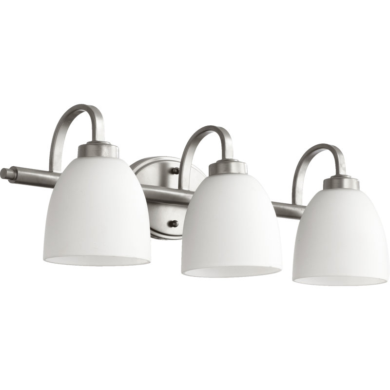 Éclairage de salle de bain à intensité variable 3 lumières Cariad, Nickel classique, Blanc cassé