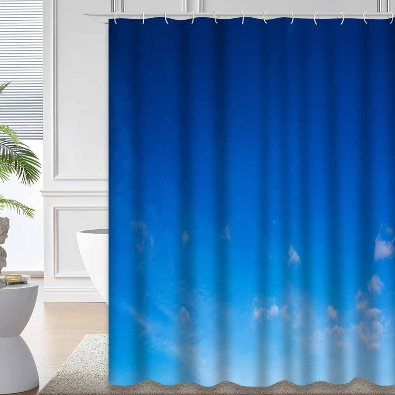 Rideau de douche bleu imperméable, rideaux de douche pour la salle de bain avec 12 crochets, 72" L x 72" W