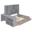 Lit de jour double en bois avec trois tiroirs, bureau, tablettes et lumières, gris-1586901555