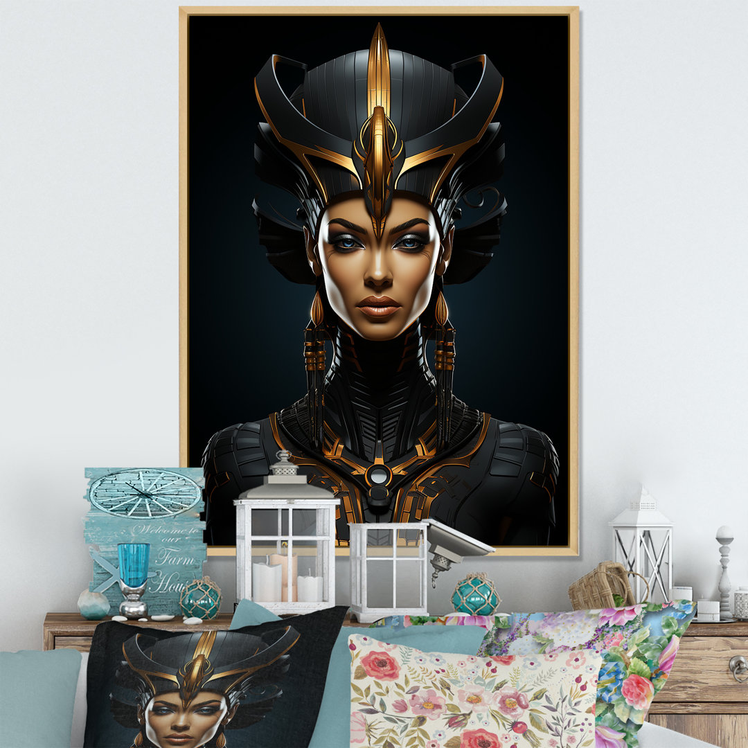 Gold & Black Queen Nefertiti Of Egypt Portrait I - Egypt Wall Art House of Hampton® Overall