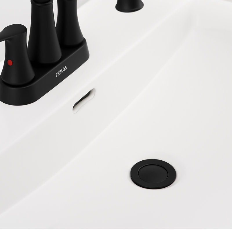 Pop-Up Bathroom Sink Drain With Overflow, Matte Black