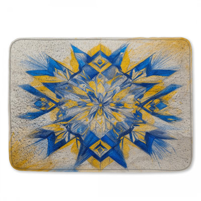 Blue Yellow Kaleidoscope Bath Mat