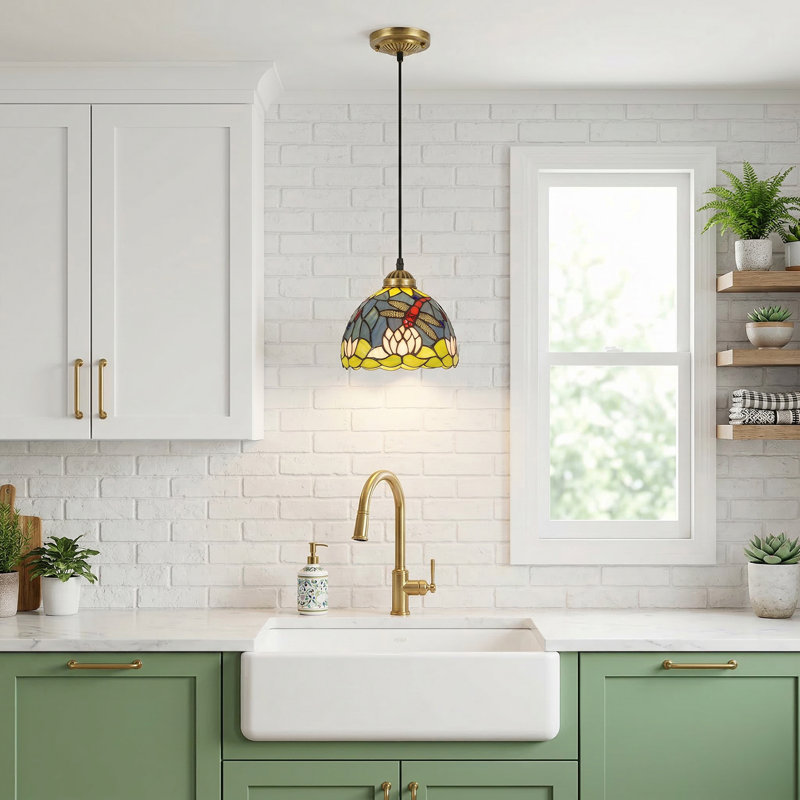1 - Light Vintage Tiffany Single Pendant Light Dimmable