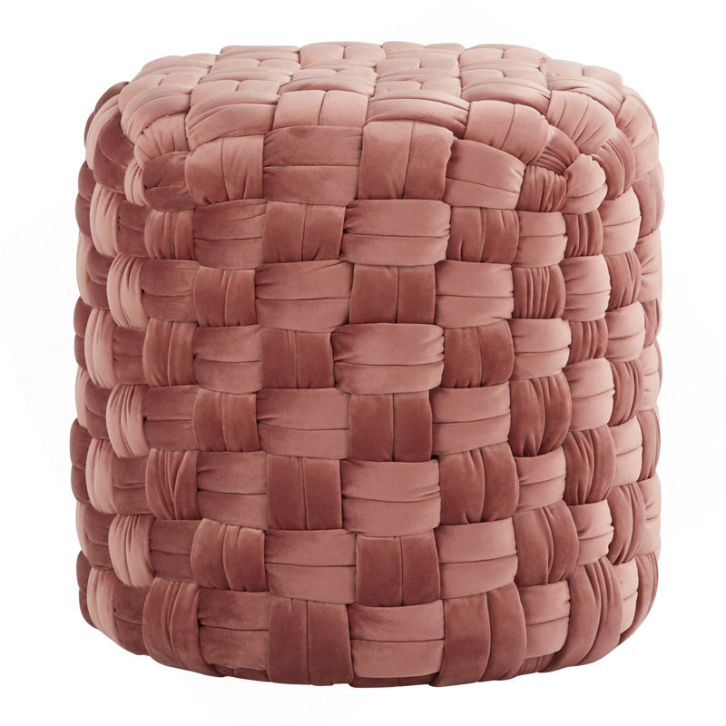 Repose-pieds tressé en velours, Rose