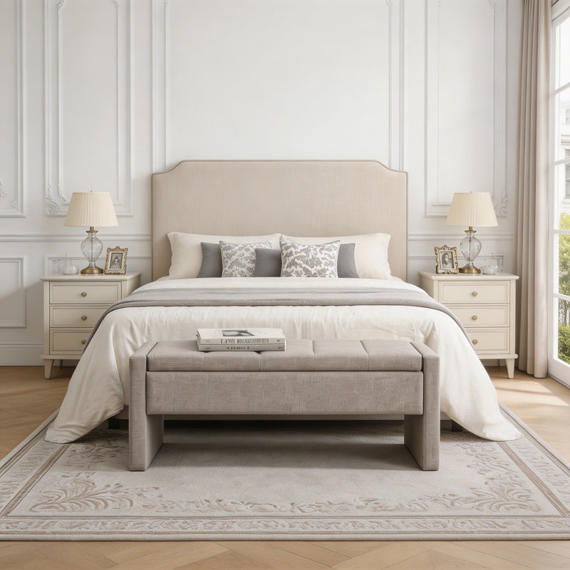 Banc de lit moderne avec rangement, Brun / gris