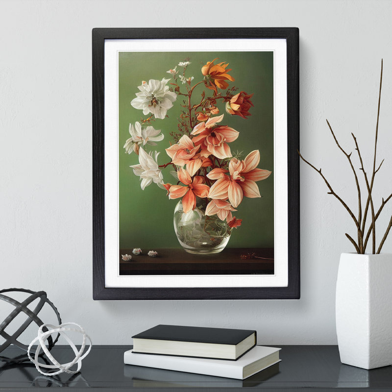 Victorious Flowers - Single Picture Frame Painting, 64cm H x 46cm W x 2cm D, Black Framed