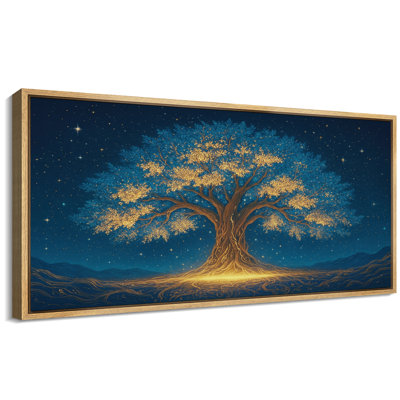 Mystique arbre de vie, ciel nocturne, fantaisie, décoration murale pour salon, très grandes photos, impression sur toile encadrée