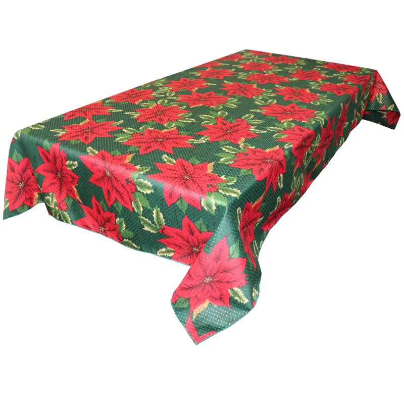 Jahden Christmas Floral Poly-Cotton Dining Linens, 36" Square, Dark Green