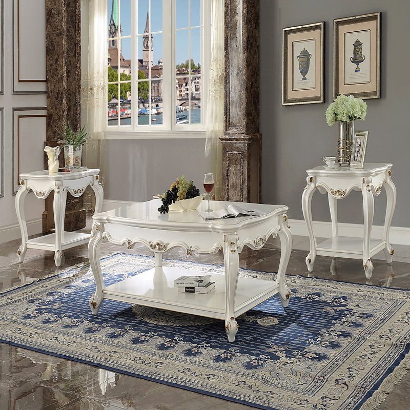 Table basse antique avec tablette inférieure