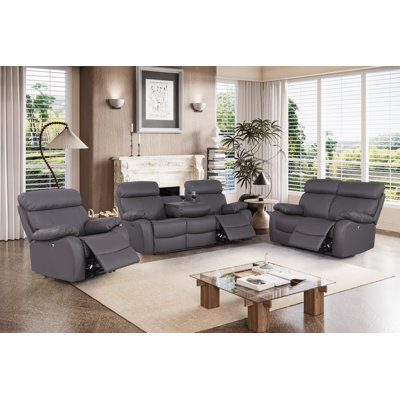 Javez 3 Piece Faux Leather Reclining Living Room Set