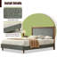 Upholstered Platform Bed with Fabric Headboard and Wood Trim, Modern Bed Frame with Wooden Slat Support, No Box Spring Needed-1060308826-1060308820