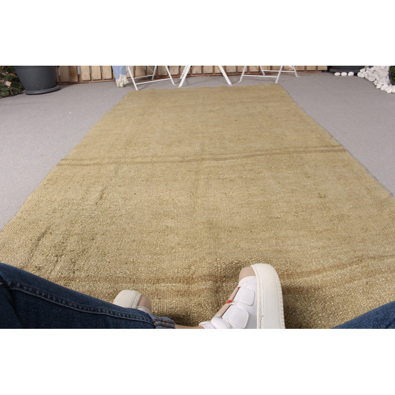 Tapis rétro en laine tissé à plat à motif anatolien à motif éclectique