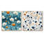 «Meadow», ensemble de 2 collages carrés botaniques abstraits à motif floral bleu et beige-101856814-101856813