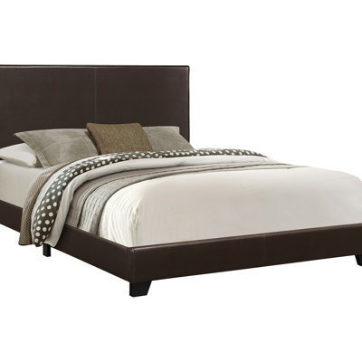 Dark Brown Upholstered Queen Bed For Bedroom Elegance Size In Leather-like Finish
