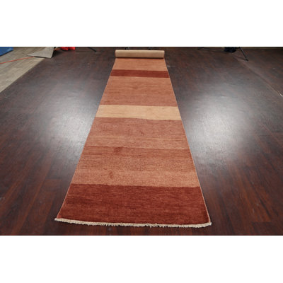One-of-a-Kind 2'9" X 16'8" New Age Runner Wool Area Rug in Red