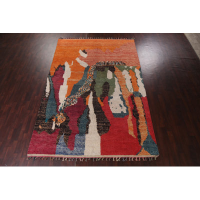 Tapis marocain abstrait noué à la main 9 x 13