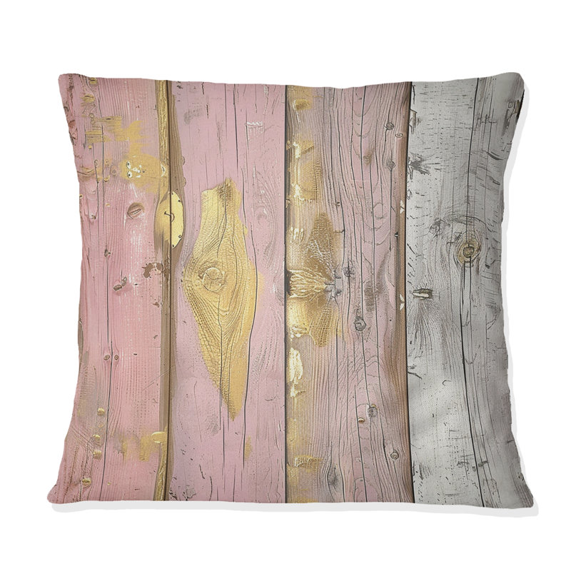 Charme de bois de grange doré doré III - Coussin Country, H 16 po x l 16 po, Carrée