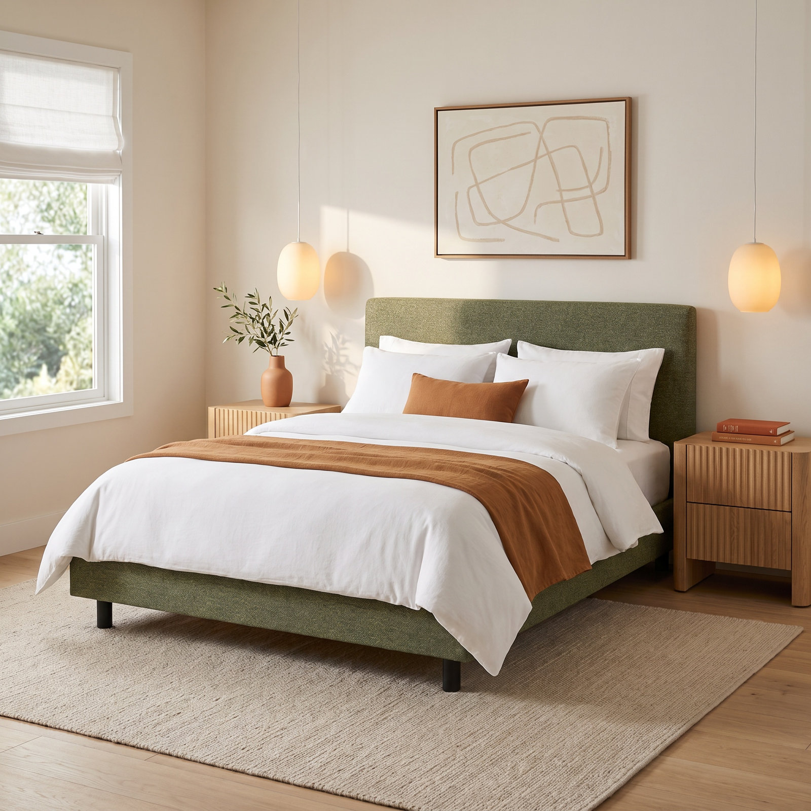 Eisley Pine Bed, Full, Zuma White Textured Linen