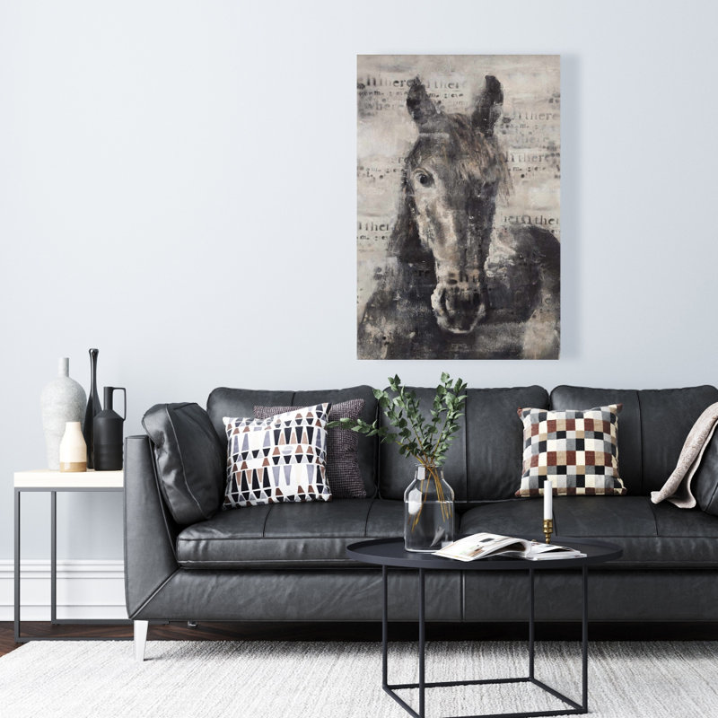 Cheval abstrait avec typographie - Toile beige Best Home Decor
