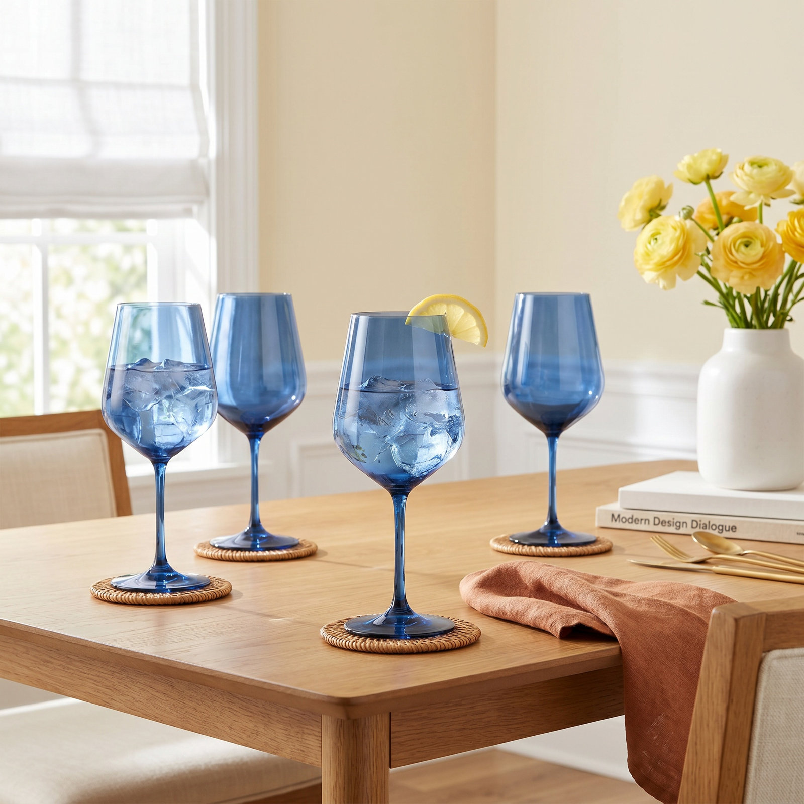 Amelia Crystal Red Wine Glass, Navy