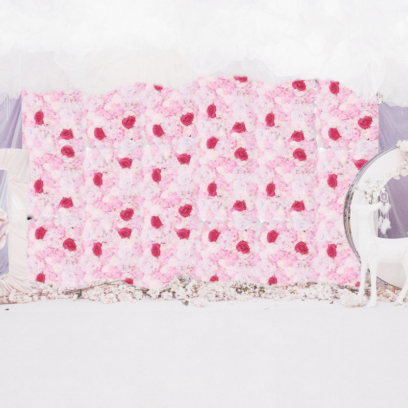 23.6" Flower Wall Panel 3D Silk Decor for Wedding Backdrop