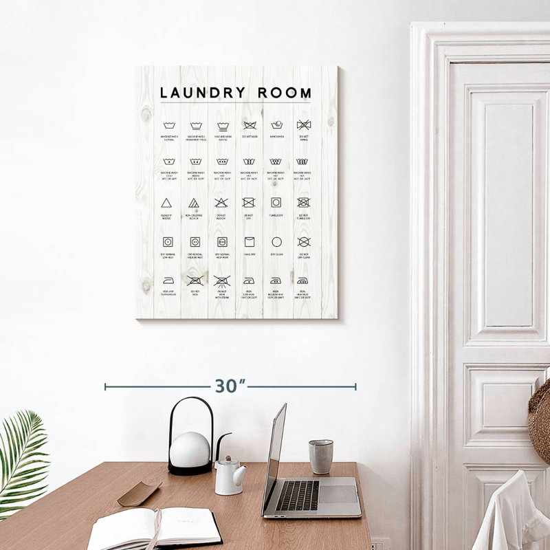 Instructions pour la salle de lavage, H 30 po x l 24 po x P 1,25 po