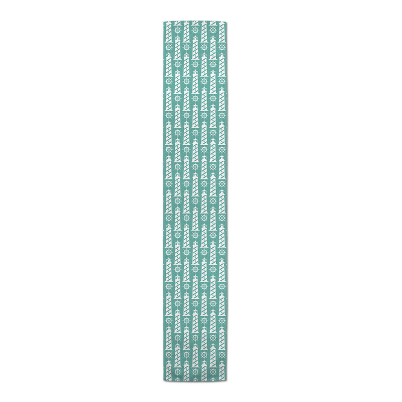 Mclain Geometric Table Runner, 90" L x 16" W, Teal