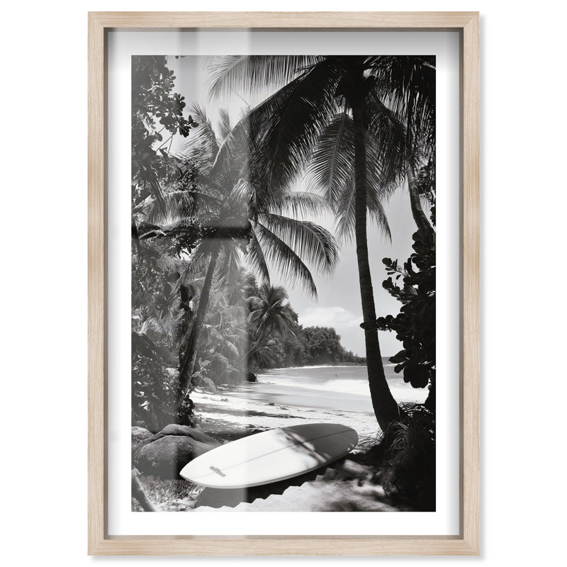 «Waves and Palms Shadowbox Print» par Notoriart, H 16 po x l 11 po, Crème, crème