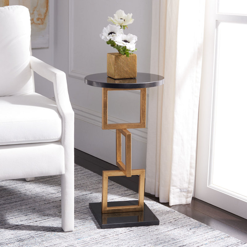 Tamara Marble Top End Table, Gold /  Black