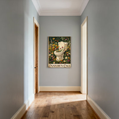 Floral Toilet Nature S Call Canvas Wrapped Wall Art Oil Painting Print Set Of 1