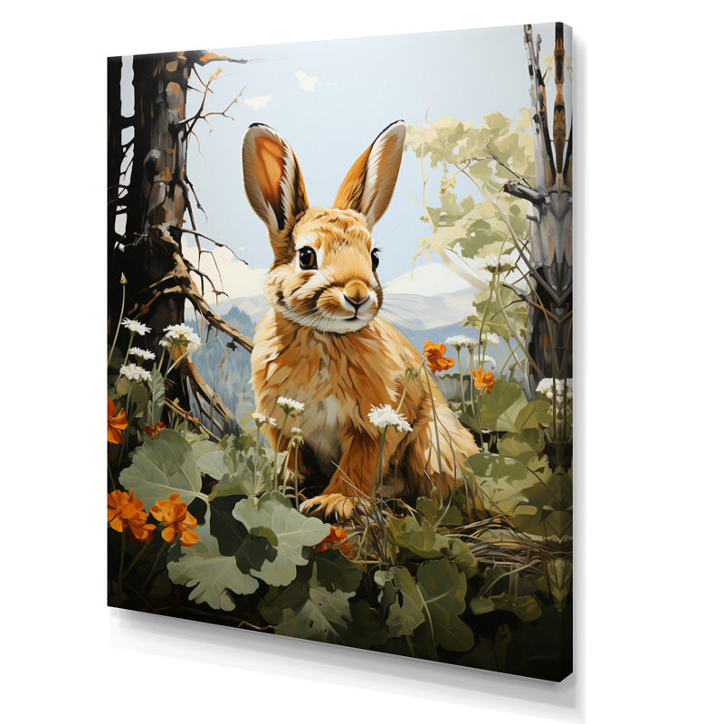 Lapin énergique trémie pastorale - imprimé, H 20 po x l 12 po x P 1 po, Toile tendue