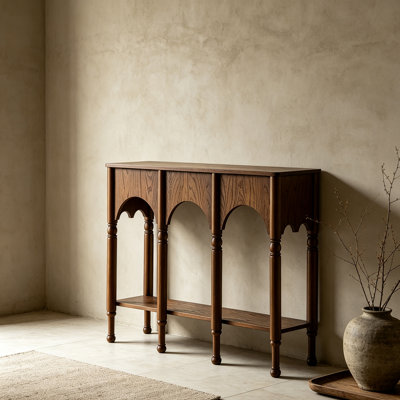 39.37" Arch Corridor Shape Ash Wood Console Table
