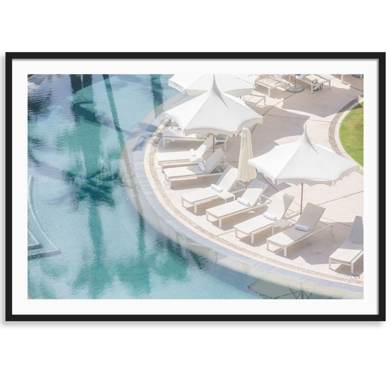 Lounging Poolside Print by Carly Tabak, 25" W x 18" H, Black Wood