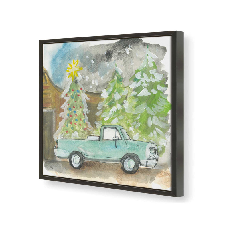 «Christmas Tree Truck» par Jessica Mingo, reproduction d'art, L 36 x H 36, Noir, Impression encadrée