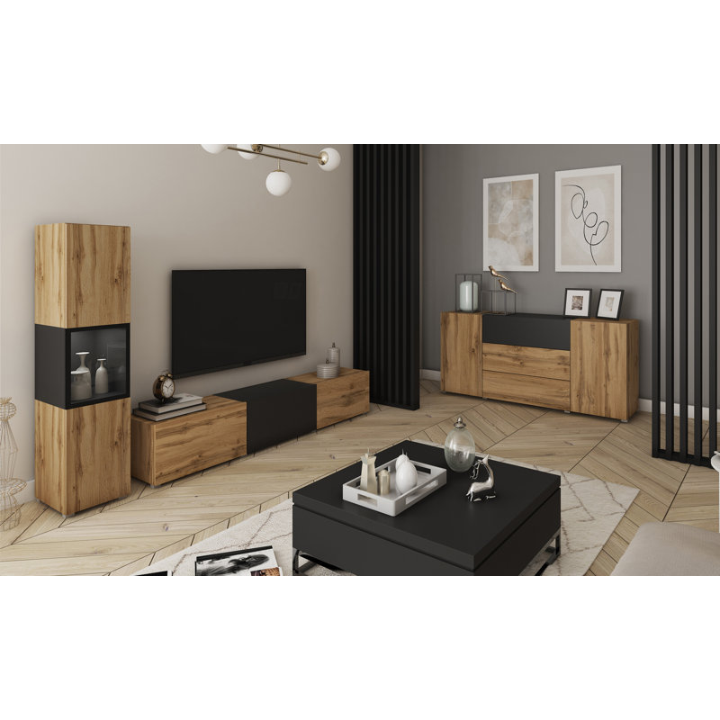 150 cm W Chest of 3 Drawers, Brown/Black