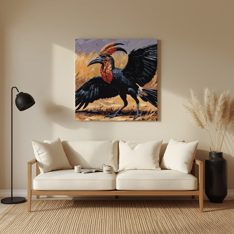 Faune, calao brun, art mural en métal, H 16 po x l 16 po