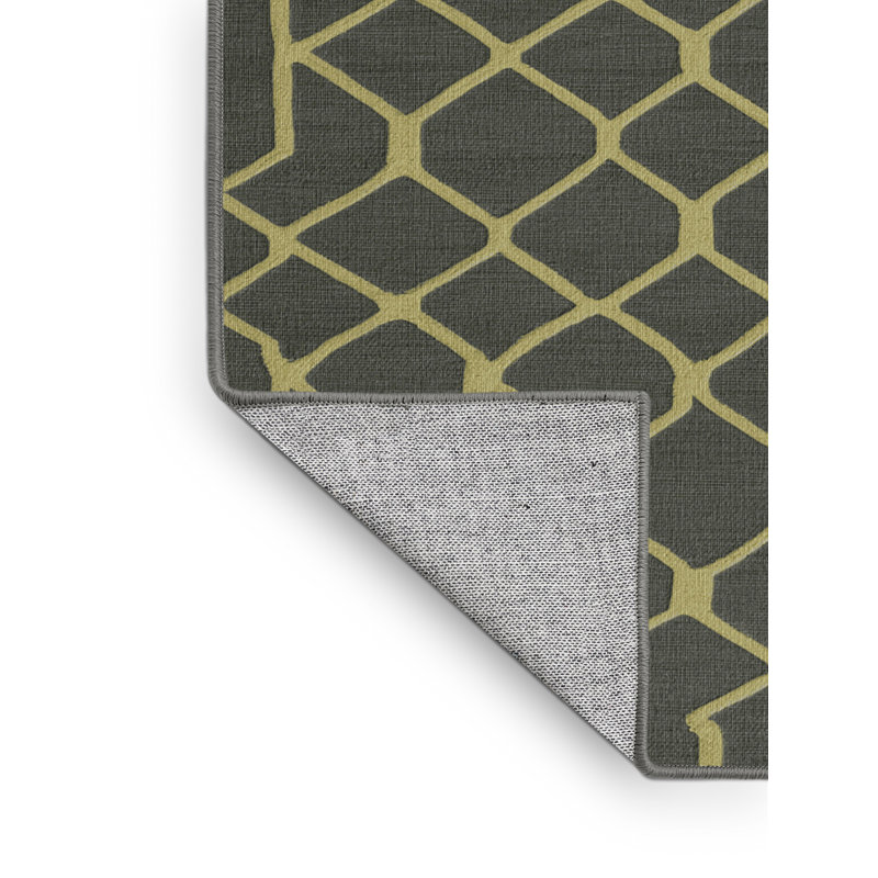 Machine Washable Trellis Brown Area Rug, Round 4'