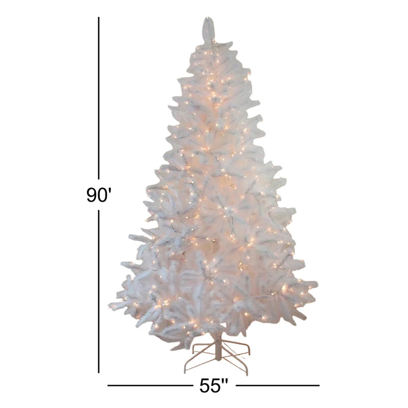 7.5' Pre-Lit Iridescent White Alaskan Pine Artificial Christmas Tree - Clear Lights