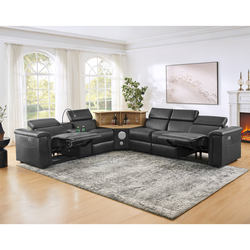 Modern Multifunctional Recliners With Storage And Bluetooth, Black
