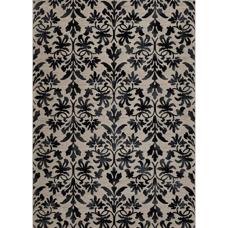 Tapis gris / noir Dinh, Rectangle 5 pi 3 po x 7 pi 6 po