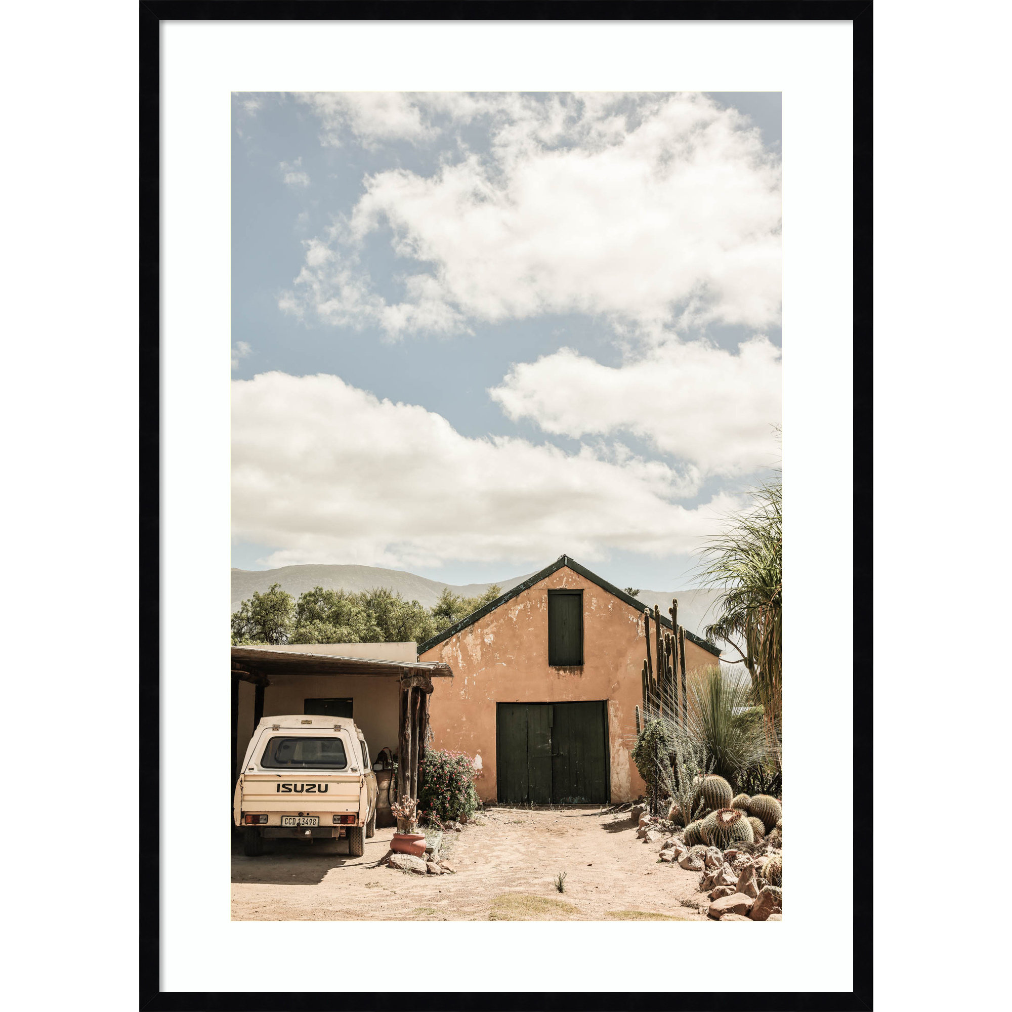 Karoo Farm House 02 by Shot by Clint Wood Framed Wall Art Print, 41" H x 30" W, Black Framed