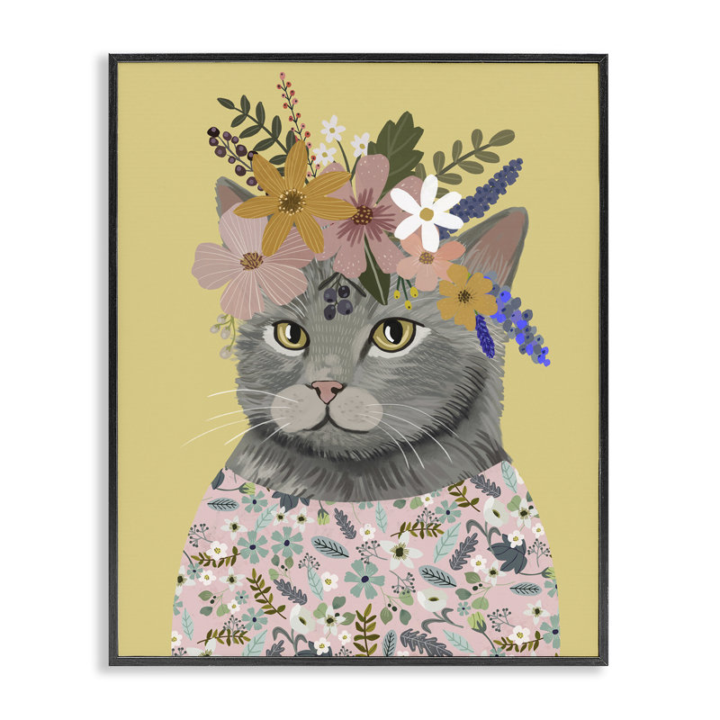 Giclée printanière, dessin de Mia Charro, H 14 po x l 11 po, Giclée encadrée noir minuit