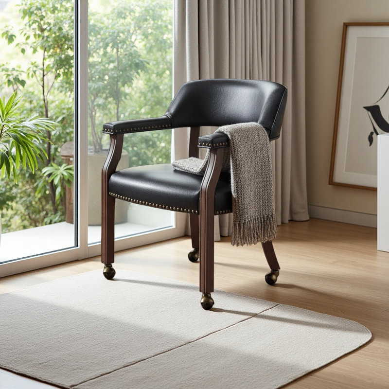 Chaise de salle à manger et de jeu avec similicuir selle, Noir