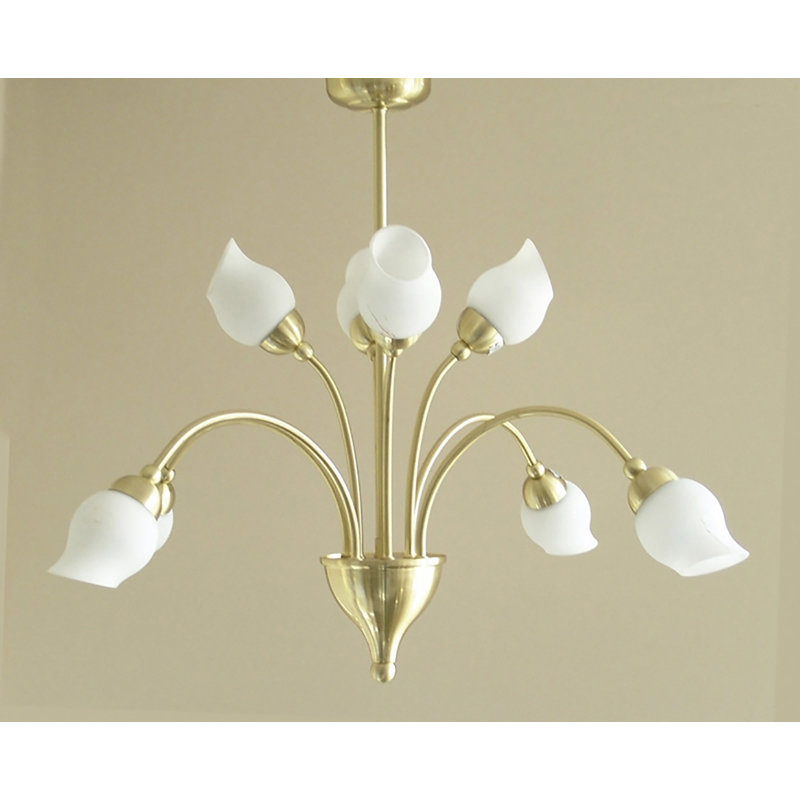 Kissinger 8 - Light Shaded Chandelier, Satin Brass