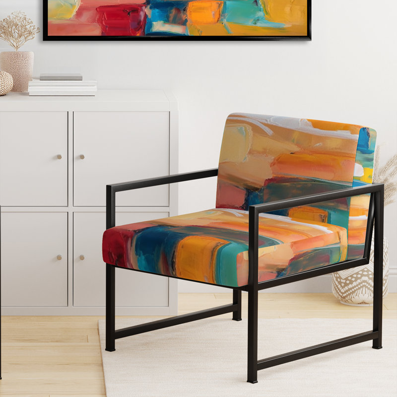 Vibrant Cubist Colourfields - Chaise d'appoint rembourrée abstraite, Noir